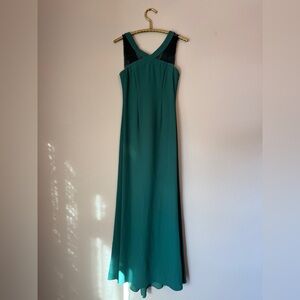 BCBGMaxizaria - Emerald Green floor length evening gown w/black lace - Size 4